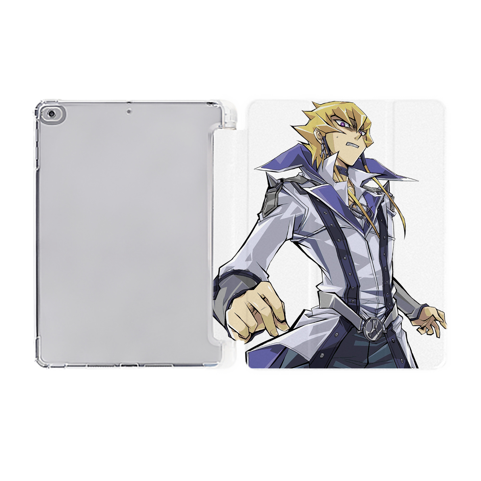 （画像用） 遊☆戯☆王 Yu-Gi-Oh! IPad ケース ペン収納付き 三つ折りスタンド PUレザー×シリコン 対応機種9.5/10.5/10.9インチ